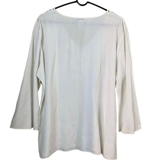 Michele Michelle White Linen Blend Tunic Top Size XL - Picture 6 of 6
